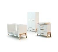AT4 - Chambre bébé lit, commode à langer 3 tiroirs et armoire CANAILLE bois