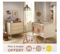 Chambre bébé, Lit évolutif et Commode à langer 3 tiroirs - MELINEE