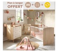 Chambre Bébé, Lit Évolutif Et Commode À Langer - Access Blanc/marron TU