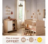 Chambre bébé, Lit évolutif et Commode à langer avec claustra - TOKYO