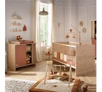 Chambre Bébé, Lit Évolutif Et Commode À Langer Avec Claustra - Tokyo Rouge/marron TU