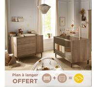 Chambre bébé, Lit évolutif et Commode à langer - MOKKA