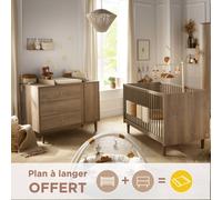 Chambre Bébé, Lit Évolutif Et Commode À Langer - Mokka Marron TU