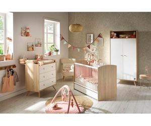 Chambre Bébé Trio Access Sauthon, Lit 120 x 60 cm, Commode 3 Tiroirs, Armoire 2 Portes, Bois/Blanc
