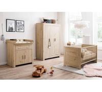 Chambre Bébé Trio AHOI Chene, Lit 70 x 140 cm, Commode à Langer 85 x 75 cm, Armoire 3 Portes 130 x 185 x 54 cm