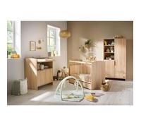 Chambre bébé trio AZUR - Lit 120x60 + Commode à langer 3 tiroirs + Armoire 2 portes chêne doré - SAUTHON