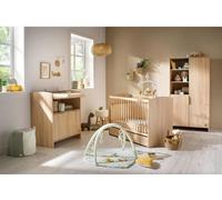 Chambre Bébé Trio Azur, Lit 120x60, Commode à Langer 3 Tiroirs, Armoire 2 Portes, Chêne Doré, Sauthon