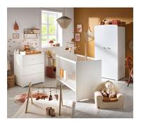 Chambre bébé trio Basic boule: Lit 120x60, commode à langer et armoire - Babyprice - Blanc