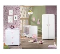 chambre bébé trio basic coeur: lit 120x60, commode a langer et armoire - babyprice - blanc Blanc G