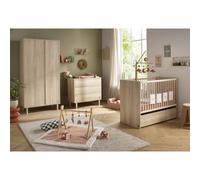 Chambre bébé trio lit 60x120cm + commode 3 tiroirs + armoire Paloma bois