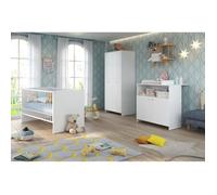 NIKO Chambre de bébé complète : lit 70 * 140 cm + commode + armoire - blanc