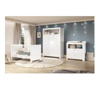 OLIVIA Chambre de bébé complète : lit 70x140 cm + armoire + commode - Blanc