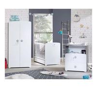 Chambre Bébé Trio Lit Bébé 120x60 + Commode 2 Tiroirs Et Une Niche + Armoire 2 Portes Nao