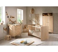 Chambre Bébé Trio: Lit Bébé 70x140 Évolutif, Commode À Langer 3 Tiroirs Et Armoire 2 Portes Décor Bois Chêne - Access Marron TU