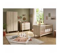 Chambre bébé trio lit + commode 3 tiroirs + armoire Paloma bois