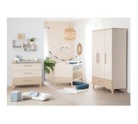 Chambre bébé trio : Lit évolutif 70 x 140 cm + Commode à langer + Armoire - SIDNEY - ROBA - Chêne / Beige