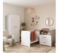 Chambre bébé trio Nao: lit 120x60, commode à langer et armoire - Babyprice - Blanc