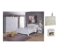 Chambre Blanche Complète Lit 140 - L 149 x l 198 x H 100 cm Blanc G