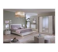 PANACA - Chambre Complète 140x190cm Crème et Bronze + Leds