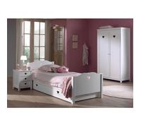 Vipack Amori Lit Simple 90x200cm + Sommier + Chevet + Armoire 2 Portes + Lit Gigogne