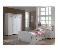 Vipack Amori Lit Simple + Sommier + Chevet + Armoire 3 Portes + Lit Gigogne
