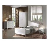 Chambre Complète 90x200cm + Armoire 2 Portes - TINY WHITE - ALTOBUY Blanc G