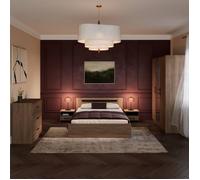 Chambre complète adulte - AZUKA - OrmeTorréfié - Lit 140 x 190 cm - 2 chevets - 1 commode - 1 armoire - PARISOT