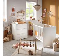 Chambre Complète Bébé Avec Lit 120x60cm Et Commode À Langer 3 Tiroirs - Basic Blanc TU