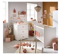 Chambre Complète Bébé Avec Lit 120x60cm Et Commode À Langer 3 Tiroirs - Basic Rose TU