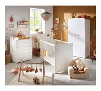 Chambre Complète Bébé Avec Lit À Barreaux, Commode À Langer Et Armoire 2 Portes - Basic Blanc TU