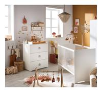 Chambre Complète Bébé Avec Lit À Barreaux Et Commode À Langer - Basic Blanc/gris TU