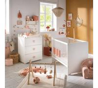 Chambre Complète Bébé Avec Lit À Barreaux Et Commode À Langer - Basic Blanc/rose TU