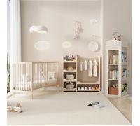 Chambre Complète Bébé Meuble enfant combo lit, armoire, bibliothèque rotative bois - Multifonctionnel couleur naturel,Sans Matelas