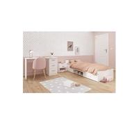 Chambre complete enfant 3 pieces ZODIAC Lit chevet bureau Décor PARISOT Blanc Blanc G