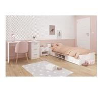 Chambre complete enfant 3 pieces ZODIAC Lit chevet bureau Décor PARISOT Blanc Blanc G