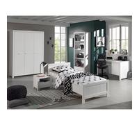 Vipack Erik Lit Simple + Bureau + Sommier + Chevet + Armoire 3 Portes + Bibliothque