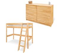 Chambre d'adolescent natura extra large avec lit mezzanine 2 pièces
