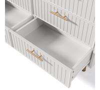 Chambre de bébé : Commode - 120 cm - Blanche avec poignées dorées - 6 tiroirs - Commode moderne - Meuble de rangement