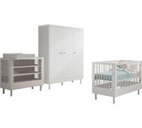 Chambre de bébé Forrest : lit bébé 60 x 120 cm, table à langer, armoire - hêtre blanc