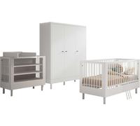 Chambre de bébé Forrest : lit bébé 70 x 140 cm, table à langer avec matelas à langer, armoire - hêtre blanc