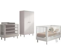 Chambre de bébé Forrest : lit bébé 70 x 140 cm, table à langer avec matelas à langer, armoire - hêtre blanc
