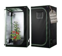 VEVOR Chambre de Culture, 100x100x200 cm, Tente de Culture Plantes d'Intérieur, avec Fenêtre d'Observation, Plateau de Sol, Fermeture Éclair, Mylar 600D Hautement Réfléchissant, pour Fleurs Légumes