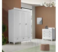 Chambre d'enfant Meuble moderne Blanc Armoire Commode Chambre d'adolescent Bois Nouveau
