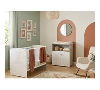 Chambre Duo Lit Et Commode À Langer En Bois - Teddy Blanc TU