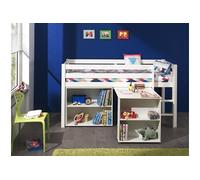Chambre enfant 3 pièces lit bureau et bibliothèque pin massif blanc Pino 90x200 cm
