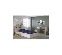 Parisot Chambre enfant CHARLEMAGNE – tête de lit, lit et bureau – acacia clair/blanc contemporain