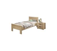 Chambre Enfant Lit 90x200cm + Chevet Aspect Chêne clair - MARCO -