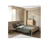 Chambre lit cannage avec commode bois naturel ANNA 180x200 - ANNA
