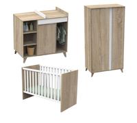 Chambre Nova blanc lin : lit, commode, armoire