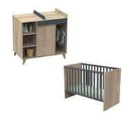Chambre Nova gris volcan : lit, commode